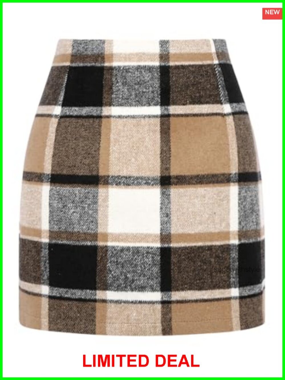 Women High Waist Plaid Bodycon Pencil Wool Mini Skirt